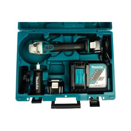 MAKITA DGA504RME Шлифмашина угловая аккумуляторная (Li-Ion, 18 В, 4 Ач, 125 мм, 8500 об/мин) кейс