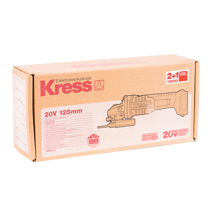 KRESS KU8019 Угловая шлифмашина аккумуляторная BL 125 мм 20V без АКБ и ЗУ