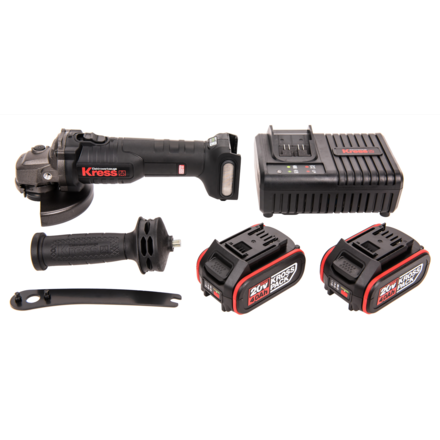 KRESS KU801 Угловая шлифмашина аккумуляторная BL 125 мм 20V 2 х 4 Ач кейс
