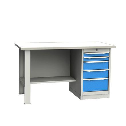 

GARWIN INDUSTRIAL 004035-4 Верстак однотумбовый, тумба с 5 ящиками с оцинкованной столешницей 1500 мм (синий RAL5005)