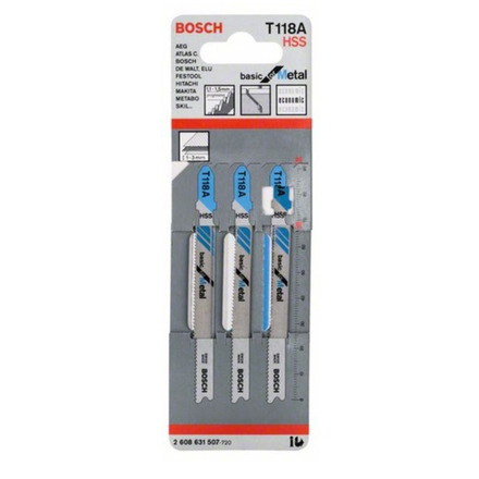 

BOSCH 2608631507 3 лобзиковые пилки T 118 А, HSS