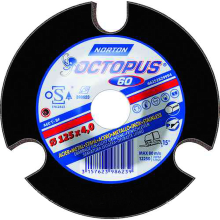 

NORTON 66252829994 Круг зачистной Octopus, 29 125 x 4,0 x 22,23, P60, 80 м/сек