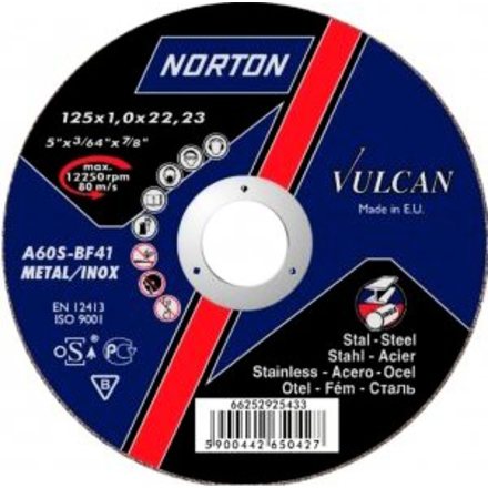 

NORTON 66252833403 Круг отрезной Norton Vulcan 125x1,6 мм А46 Т INOX