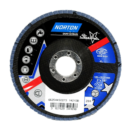 

NORTON 66254492274 Круг лепестковый 125 x 22 P120 R82A мет.