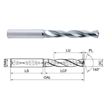 

GESAC D968S-A5C-1300 Сверло спиральное 13.00 мм, IK, VHM, 5хD, k6, 140, HA, AlTiN nano