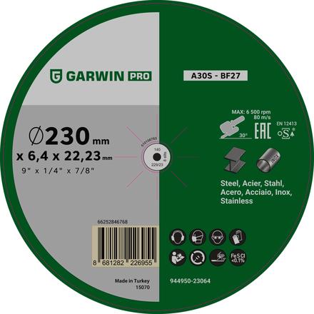 

GARWIN PRO 944950-23064P Круг зачистной A30S-230x6.4x22.23-T27 мет/нерж (Польша)