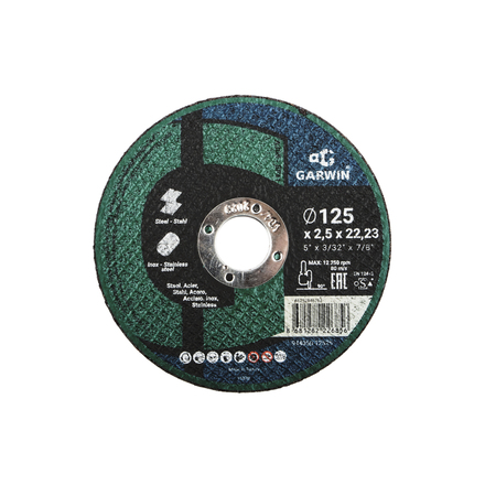 

GARWIN PRO 944050-12525 Круг отрезной A30S-125x2.5x22.23-T41 мет/нерж