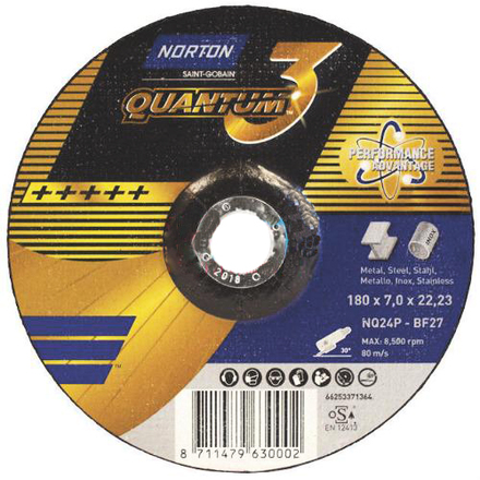 NORTON 66253371362 Круг шлифовальный NQ24P-125x7.0x22.23-T27NOR-Quantum3