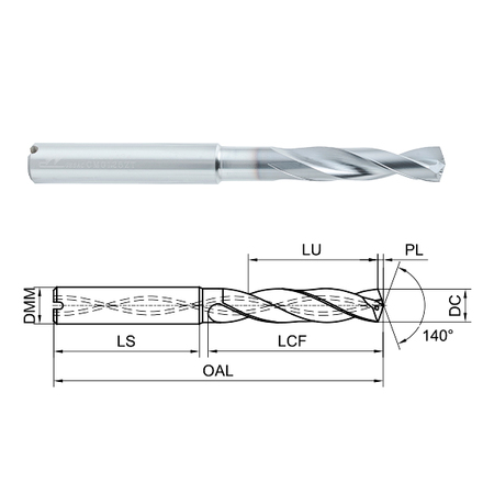 

GESAC D968-A3C-1000 Сверло спиральное 10.00 мм, IK, VHM, 3хD, k6, 140, HA, HELICA