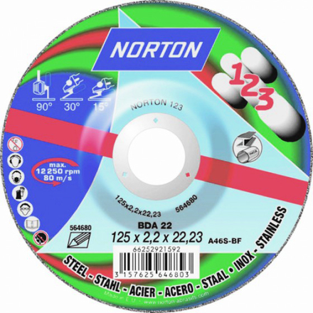 

NORTON 66252921592 Круг отрезной BDA 125 х 2,2 х 22 универсальный, 66252921592