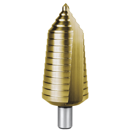 

RUKO RK-101097T Сверло ступенчатое 6,0-40,0 мм, 16 ступеней, HSS TiN, 118°, с прямыми стружечными канавками