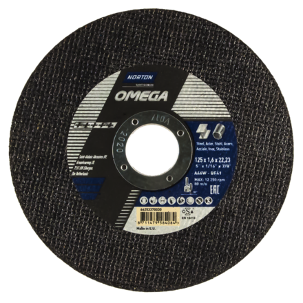 

NORTON 66253370030 Oтрезной круг N-Omega 125x1,6x22,23-BF41 A46W