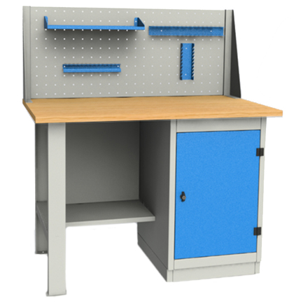 

GARWIN INDUSTRIAL 1200_WD_1х1_B Верстак однотумбовый, 1х1, ДС 1200мм, экран + навеска, синий, GARWIN, Синий ral5005