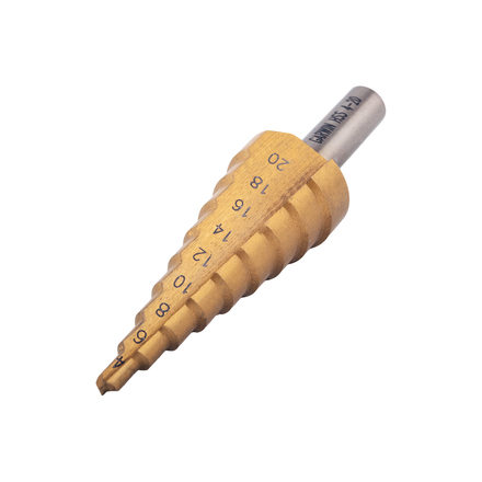 

GARWIN INDUSTRIAL 102550-4-20-9 Сверло ступенчатое 4,0-20,0 мм, 9 ступеней, HSS, TiN